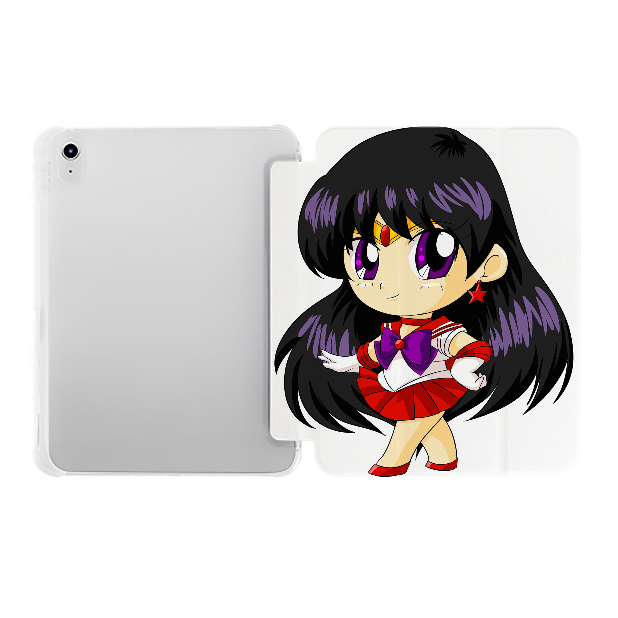 （画像用） 美少女戦士セーラームーン 火野レイ ひの レイ Sailor Moon Hino Rei （セーラーマーズ,Sailor Mars） IPad ケース ペン収納付き 三つ折りスタンド PUレザー×シリコン 対応機種9.5/10.5/10.9インチ
